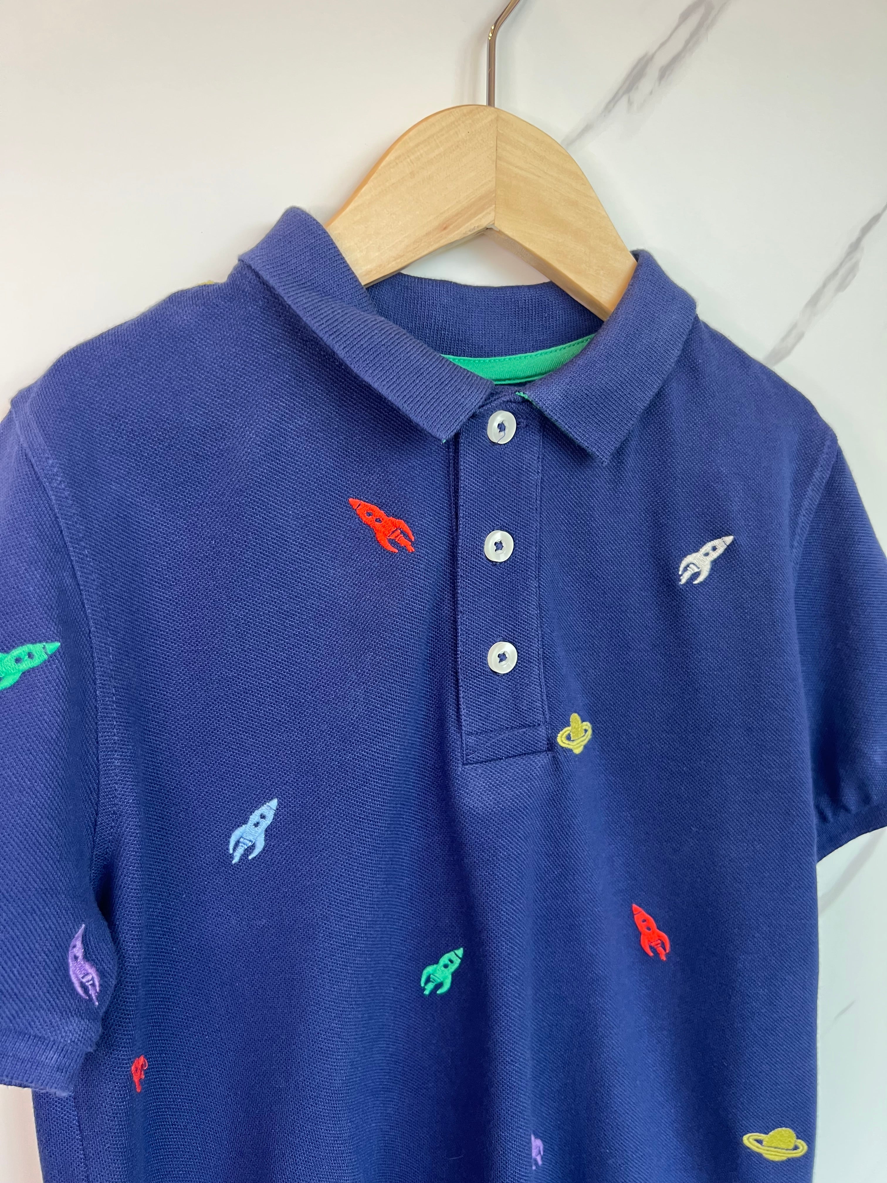Boden Blue Rocket Polo Shirt Age 9-10 Years