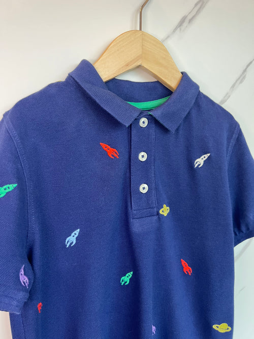 Boden Blue Rocket Polo Shirt Age 9-10 Years