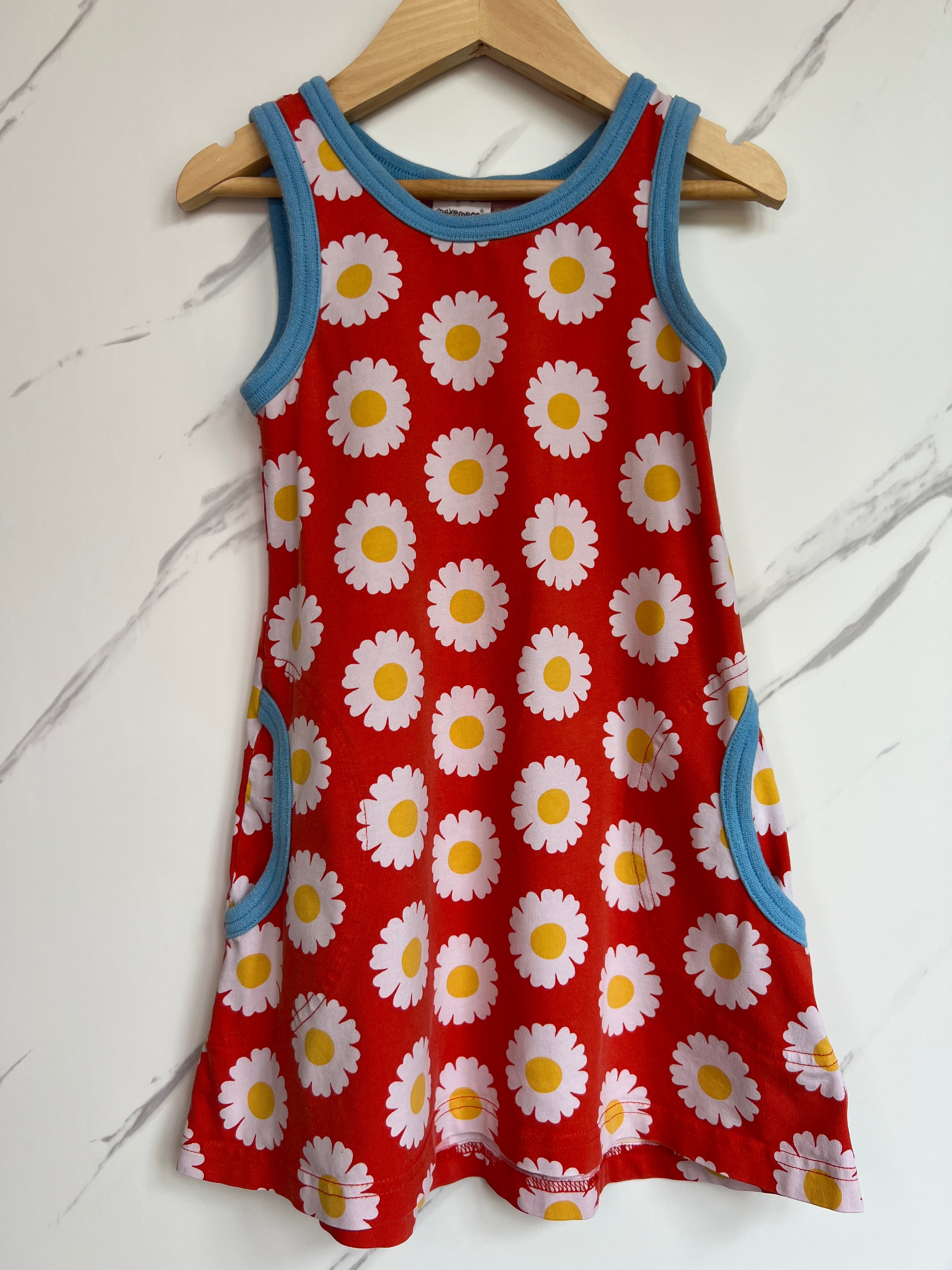 Maxomorra Red Daisies Dress Age 3-4 Years